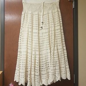 Cream crochet maxi skirt